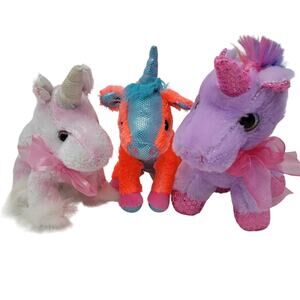Unicorn Plush Set of Three Dan Dee Winkeez Appx 8" Mystical Stuffed Animals